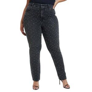 Good American Women's Black Good Icon Diamond Dusted Straight Jeans Size 4/27